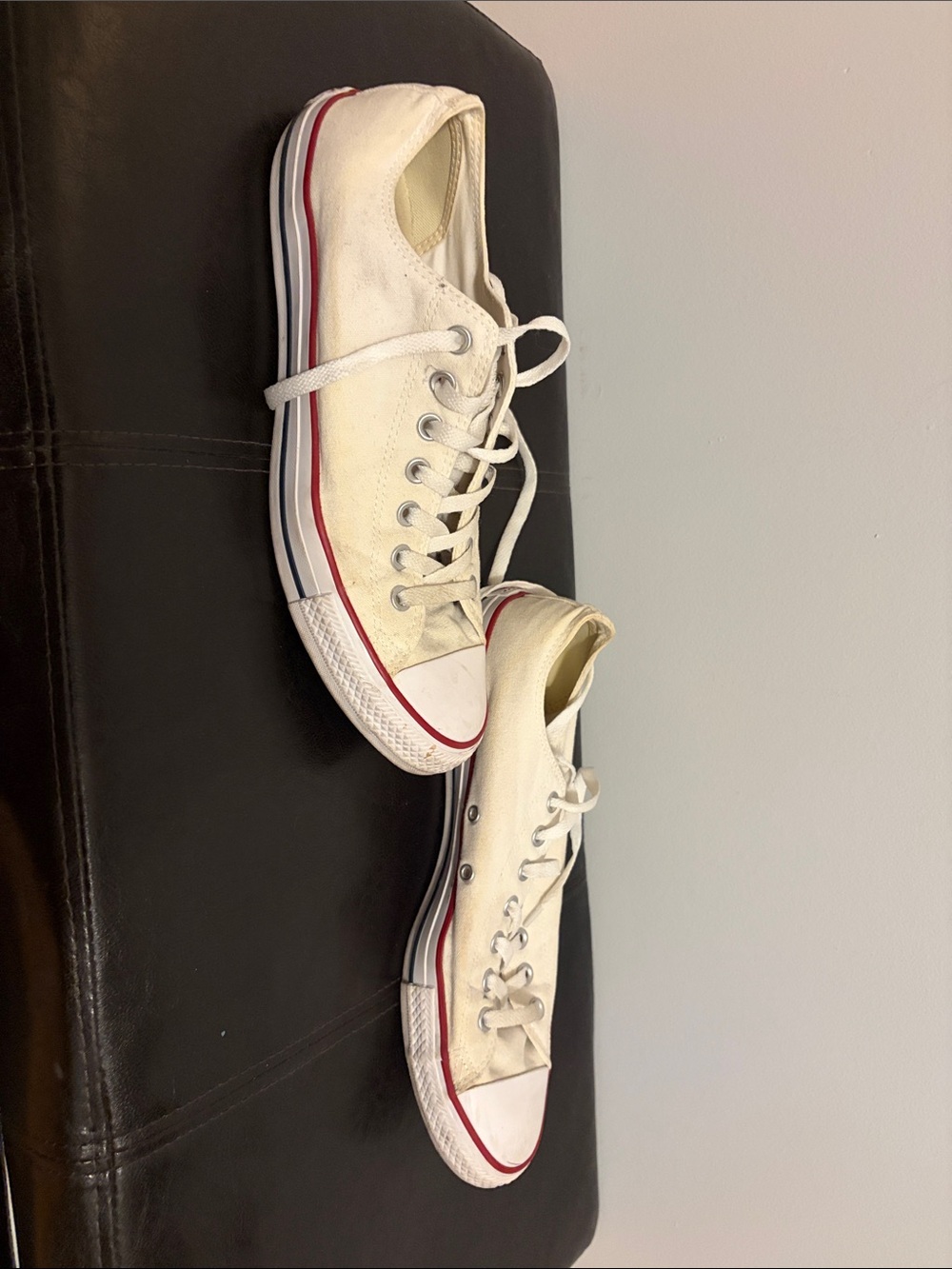 Converse Cream Canvas Low-Top Sneakers with Red Trim - Picture 3 of 4